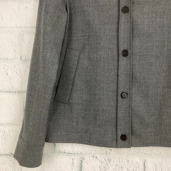 COS Lightweight Wool Shirt Jacket Size 4 Grey Button Up Collarless Shacket - Picture 4 of 9